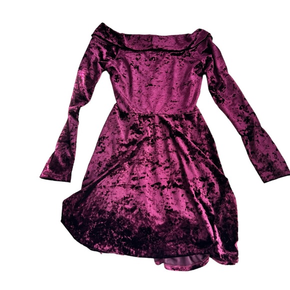 Womens Crushed Velvet Off the Shoulder Mini Dress - Size M - Picture 3 of 4